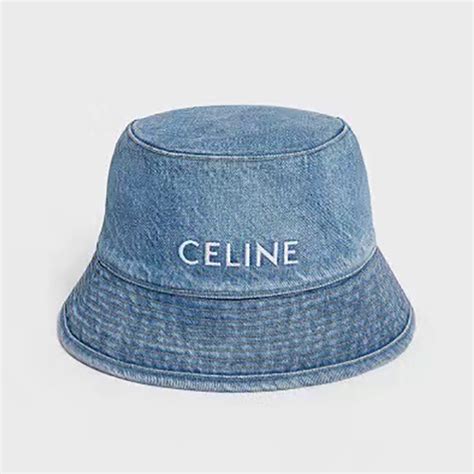 blue celine beanie|Celine denim hat.